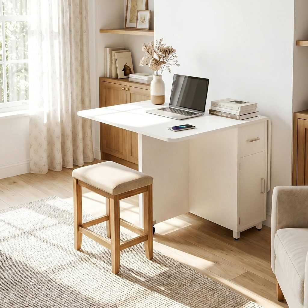folding dining table with wheels and storage