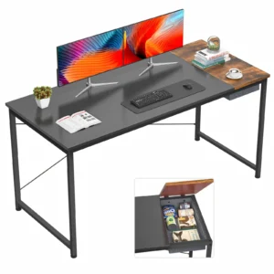 Industrial computer desk with monitor stand for home office and workplace