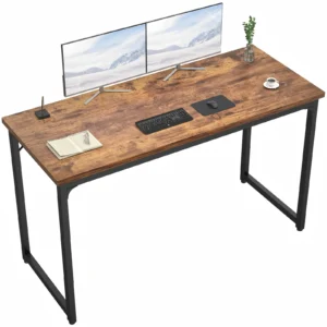 55.2 inch (140cm) rustic computer desk with monitor shelf for dual monitors