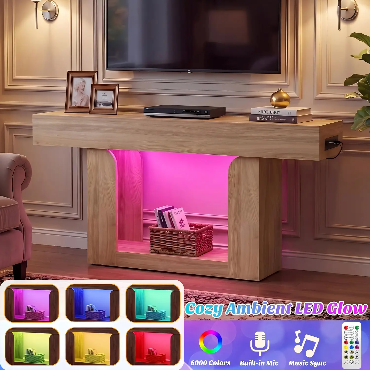 Multi Color Smart RGB LED Console Table Wholesale remote control multi color RGB LED sofa table with smart app sync for modern hotel project decoration