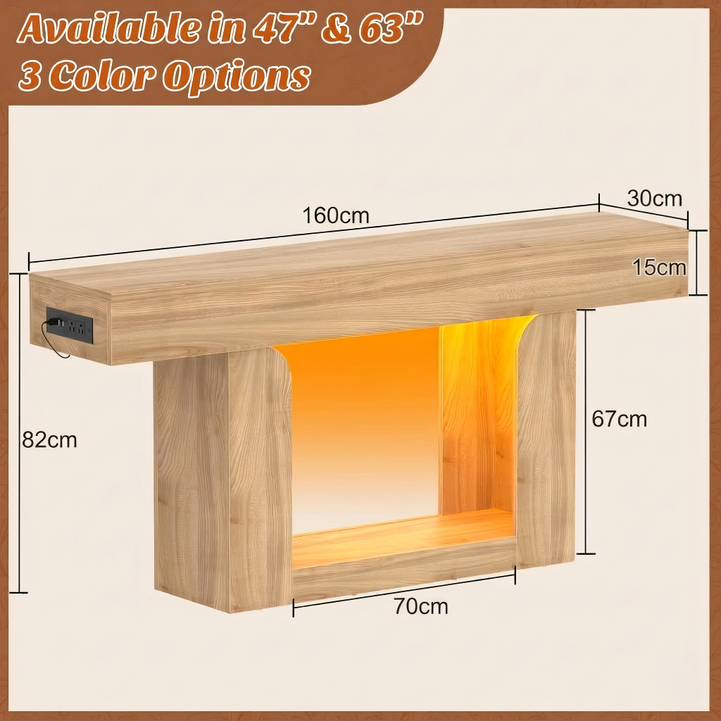 Smart LED Console Table Specifications and Dimensions Wholesale narrow wooden sofa table with flexible size specifications for commercial interior design projects