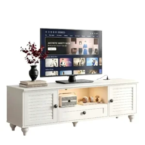 Modern white TV stand and media console with storage cabinet wholesale - Comfuri Furniture