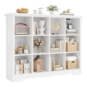12 cube wooden storage organizer charging station white