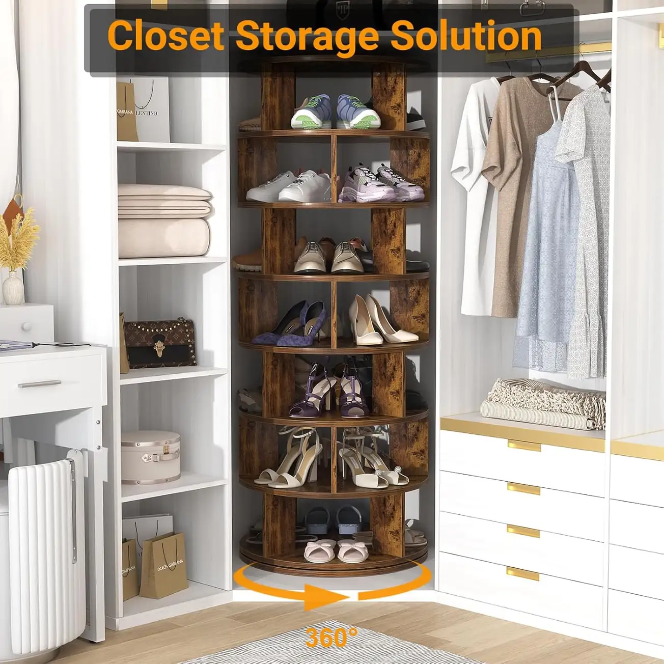 Rotating Shoe Rack - 7-Tier Closet Lifestyle Rotating Shoe Rack - 7-Tier Space Saving Lifestyle