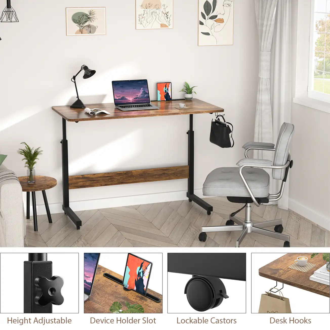 comfuri 31 5 inch 80 cm adjustable desk features led slot wheels hooks comfuri 31 5 inch 80 cm adjustable desk features led slot wheels hooks