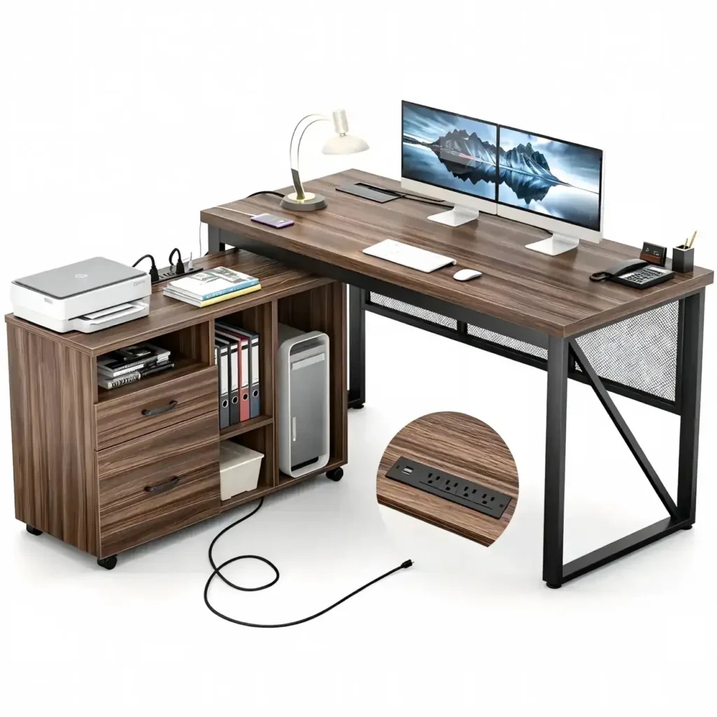 comfuri 55 inch 140 cm l shaped computer desk with file cabinet main 结果 结果