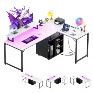 comfuri 58 inch reversible l shaped computer desk white