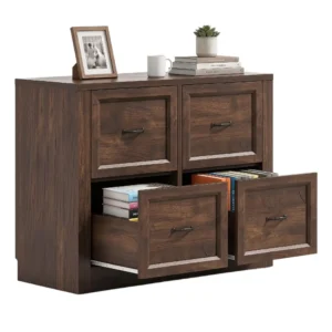 Dark Oak 4 Drawer Lateral File Cabinet for Home Office
