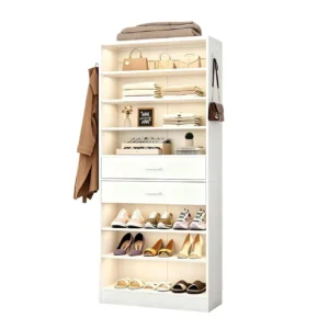 Modern White Hallway Organizer with Wardrobe & Shoe Storage