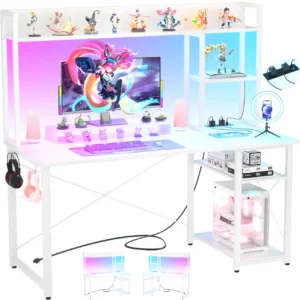 reversible white l shaped computer desk comfuri