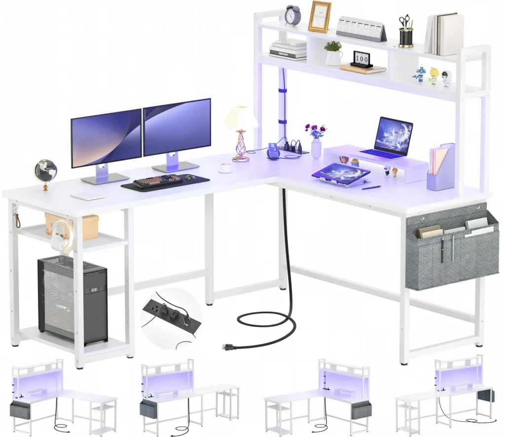 white reversible l shaped computer desk dimensions spec