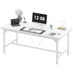 wholesale modern white computer desk with metal frame for office project